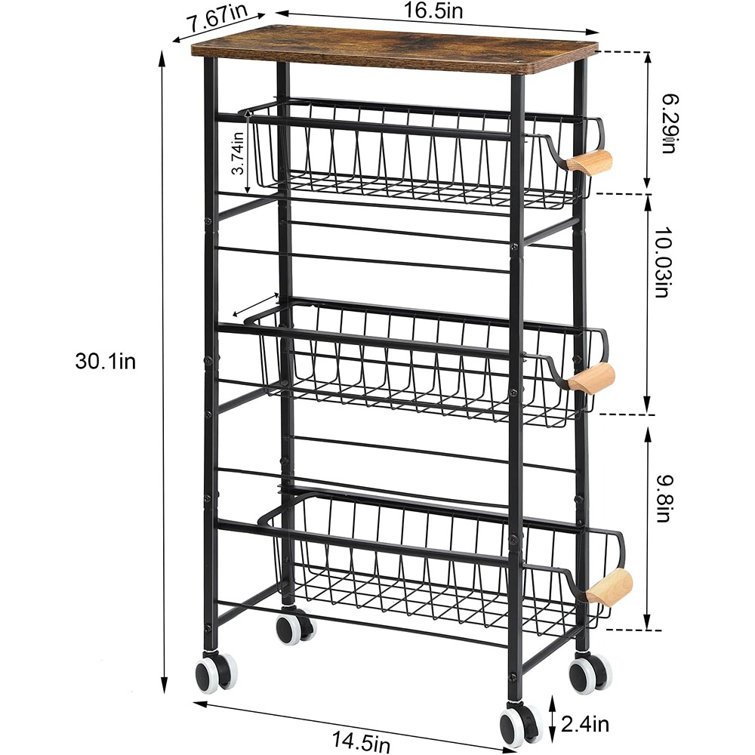 Tuenort 30'' H x 8'' W Utility Cart Wayfair Canada